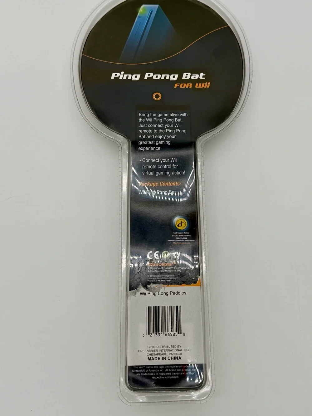 Motion Plus Compatible White Ping Pong Bat for Wii - Red Paddle